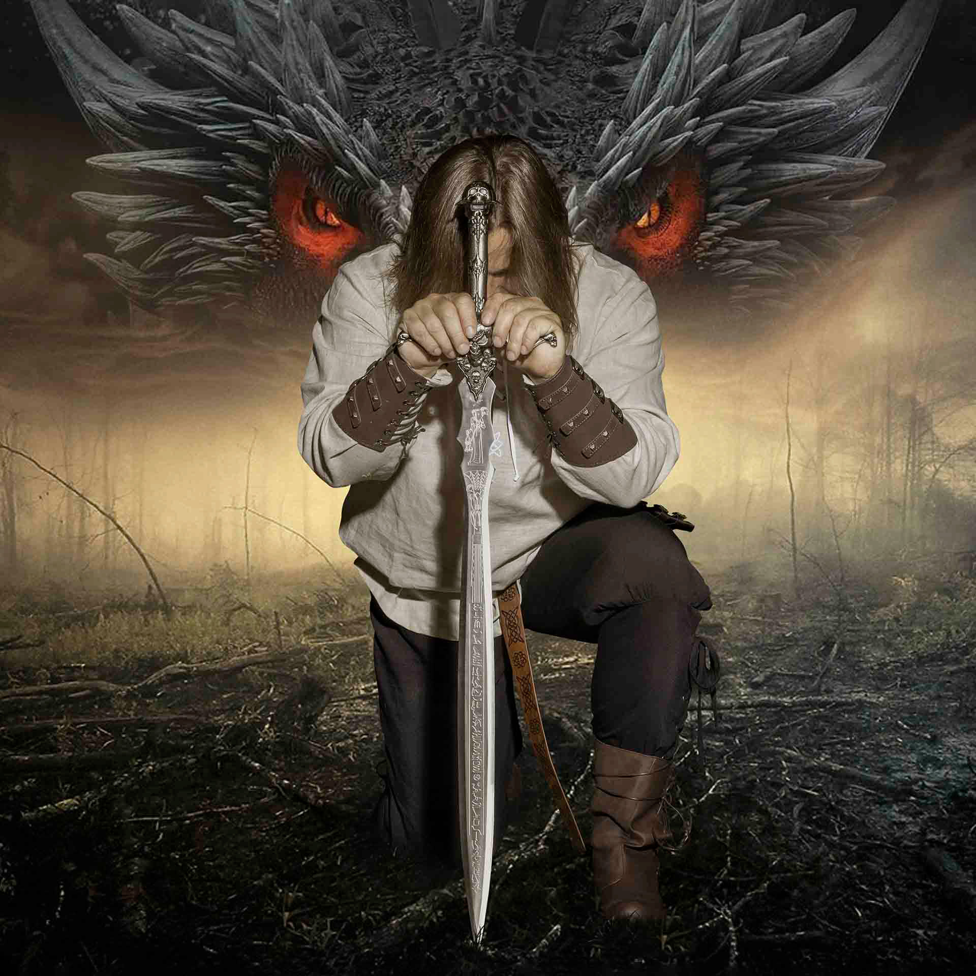 Fantasy focení – válečník s mečem a kreativní editace