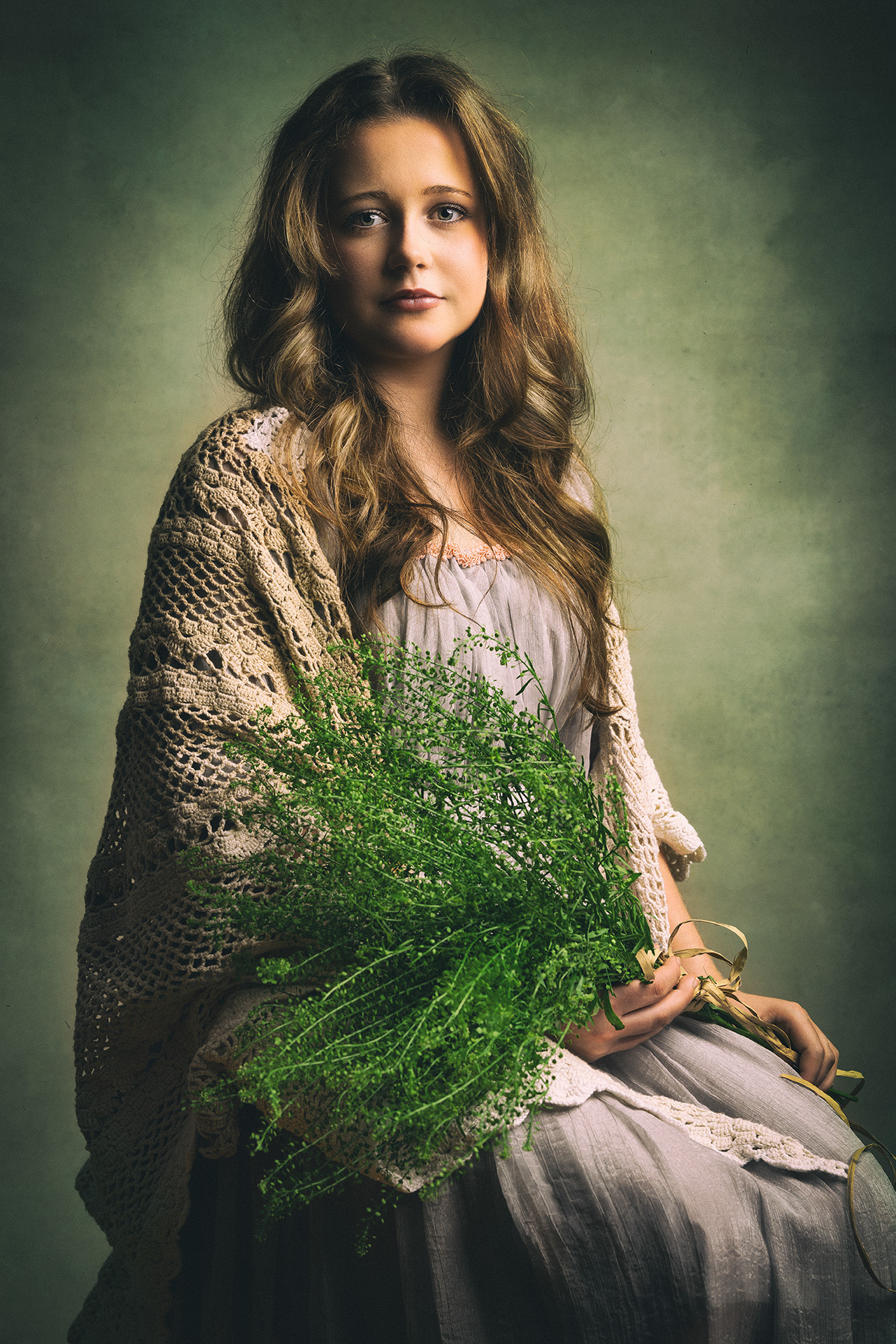 Fine Art fotografie – dívka s větvičkami
