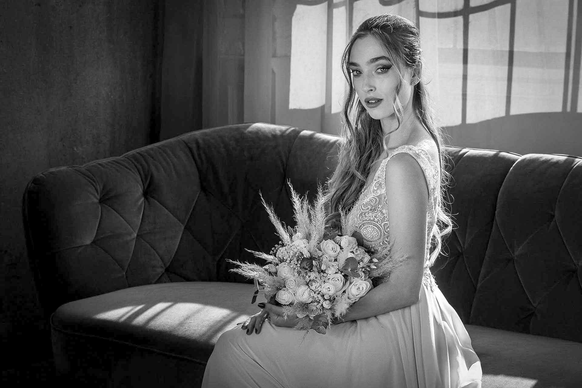 Svatební fotograf – bw portrét nevěsty
